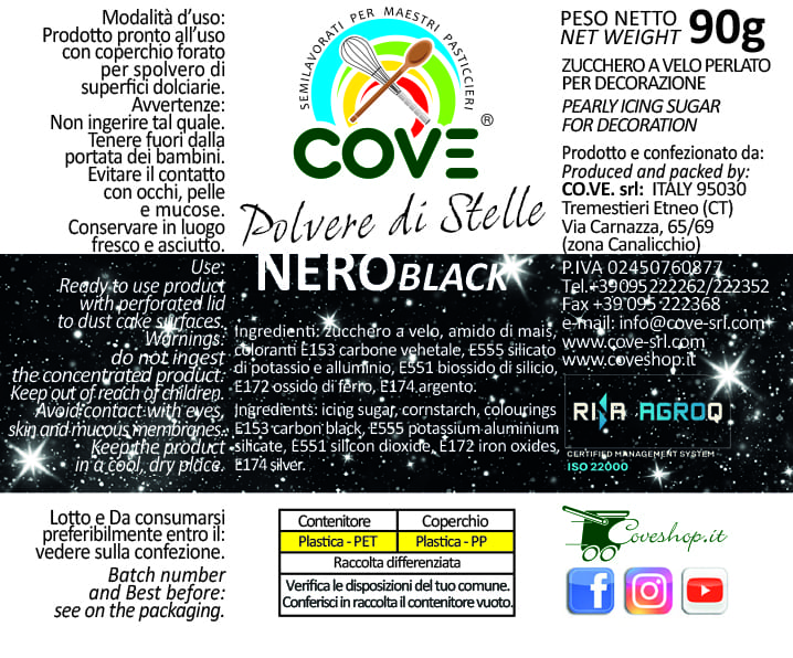 Polvere di Stelle Nero Perlato 90g – dosatore spargizucchero