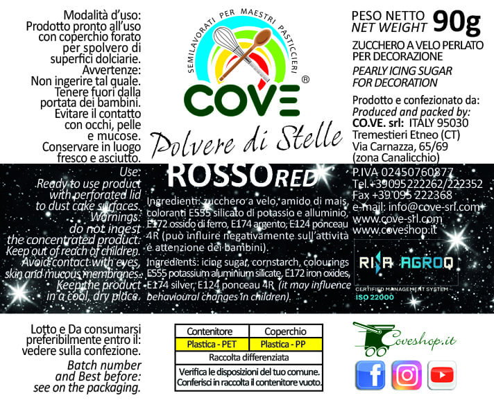 Polvere di Stelle Rosso Perlato 90g – dosatore spargizucchero