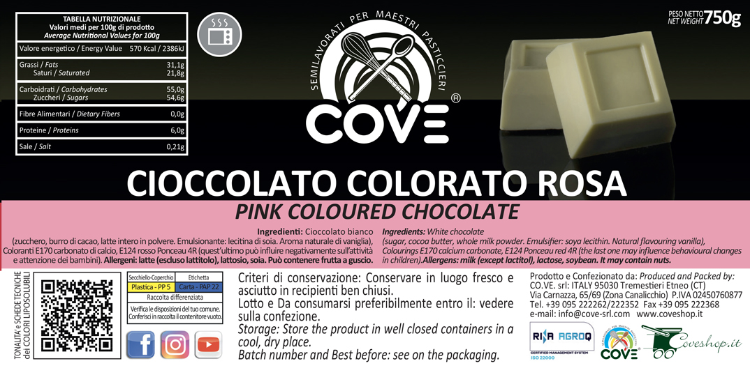 Cioccolato colorato ROSA 750g – contenitore per microonde